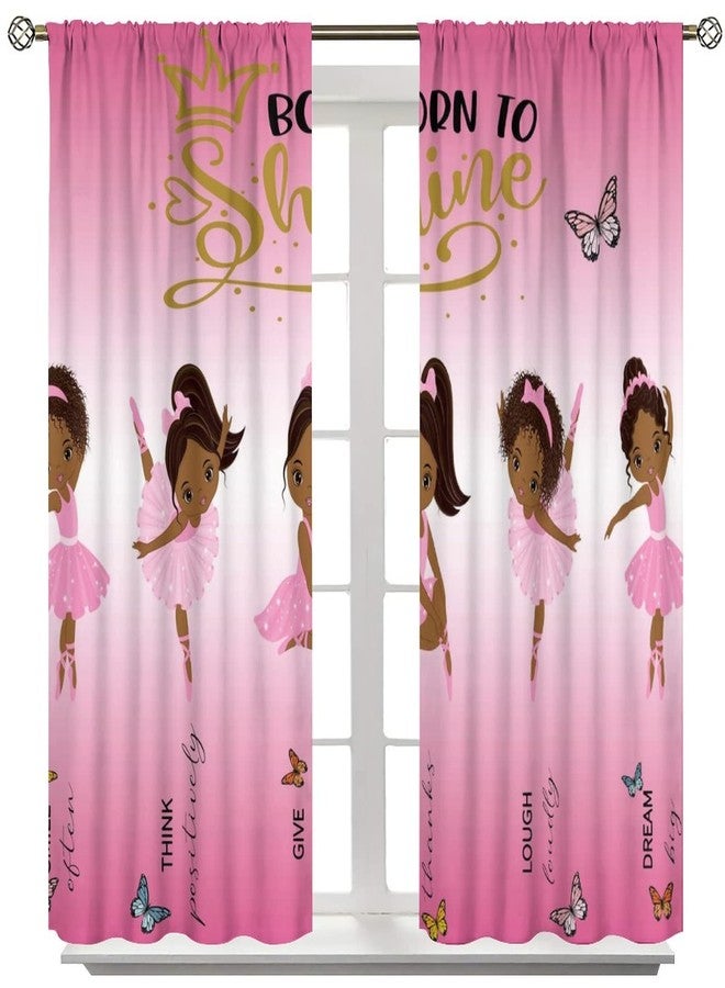 YCness African American Kids Curtains,Afro Black Girl Window Treatments for Bedroom, Cute Girl Ballerina Dancer Pink Curtains 2 Panel Sets,42x63 Inch - Image 3